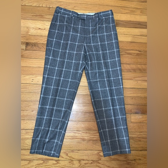 Isaia Plaid Cashmere Wool Grey Suit Windowpane Size 50 Drop 8R Base Marechiaro - Picture 8 of 12